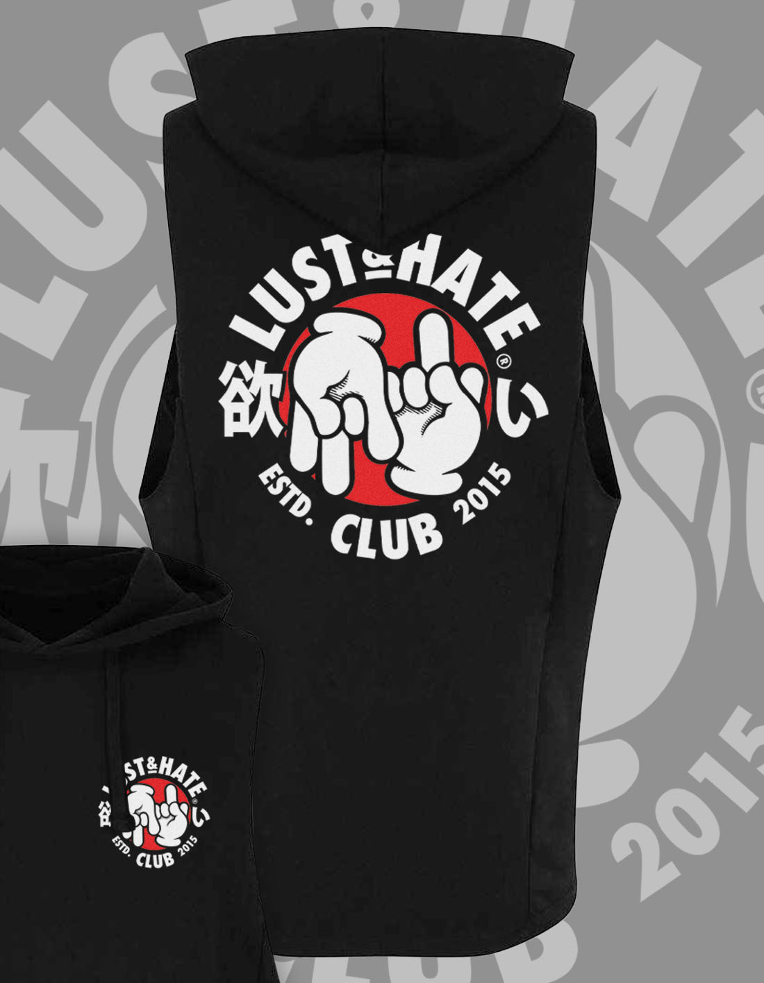 LUST&HATE® | RAW EDGE SLEEVELESS HOODIE