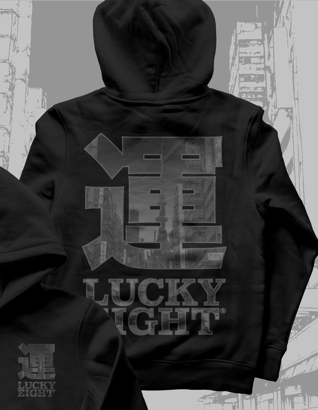 運 LUCKYEIGHT® NEO [BLACK] XL PRINT | HOODIE