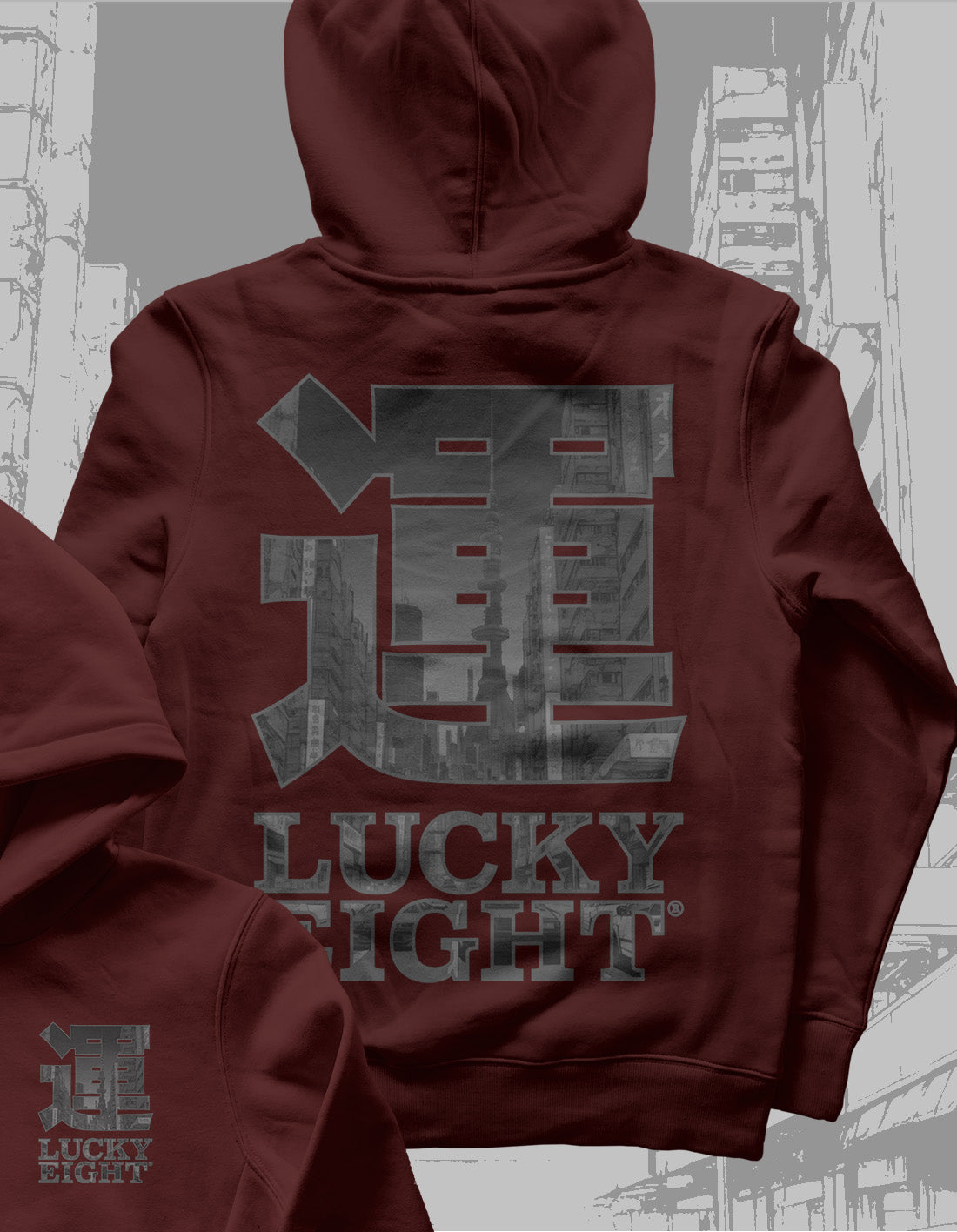 運 LUCKYEIGHT® NEO [BLACK] XL PRINT | HOODIE