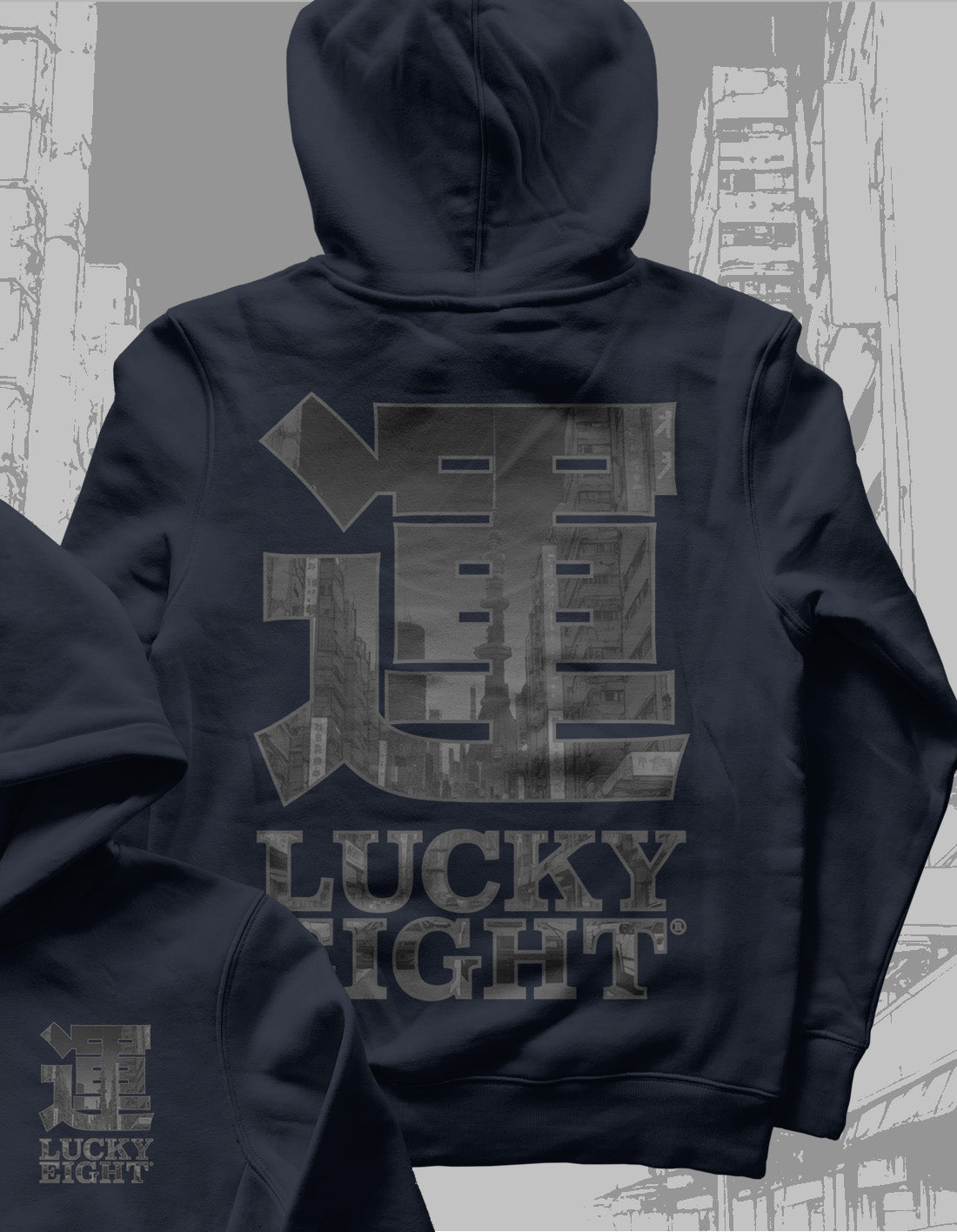 運 LUCKYEIGHT® NEO [BLACK] XL PRINT | HOODIE