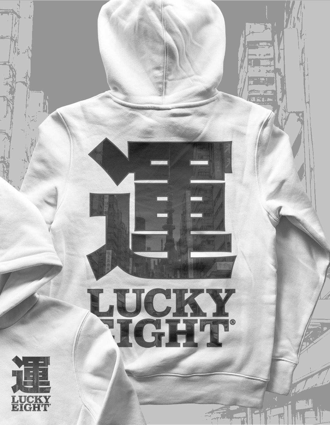 運 LUCKYEIGHT® NEO [BLACK] XL PRINT | HOODIE