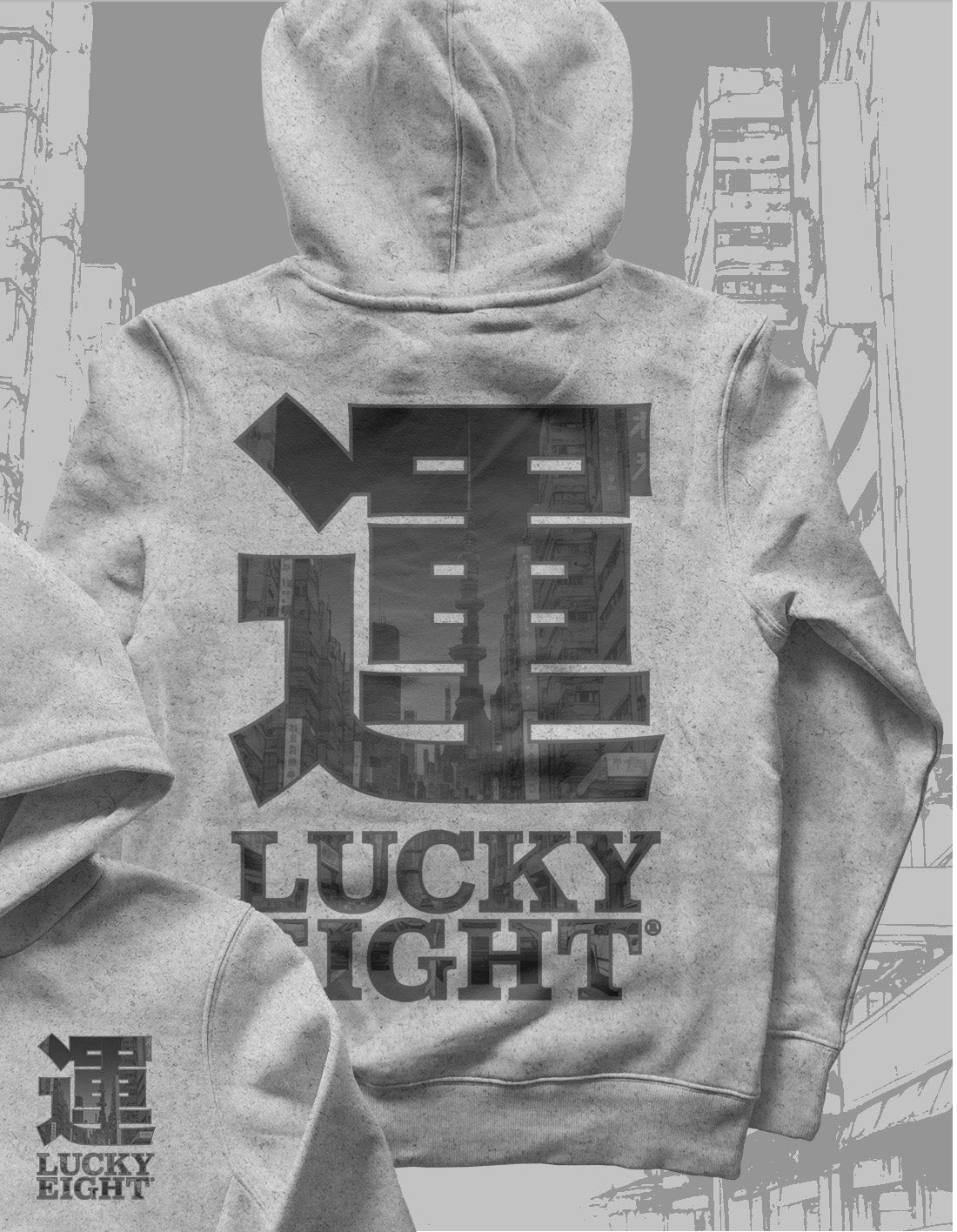 運 LUCKYEIGHT® NEO [BLACK] XL PRINT | HOODIE