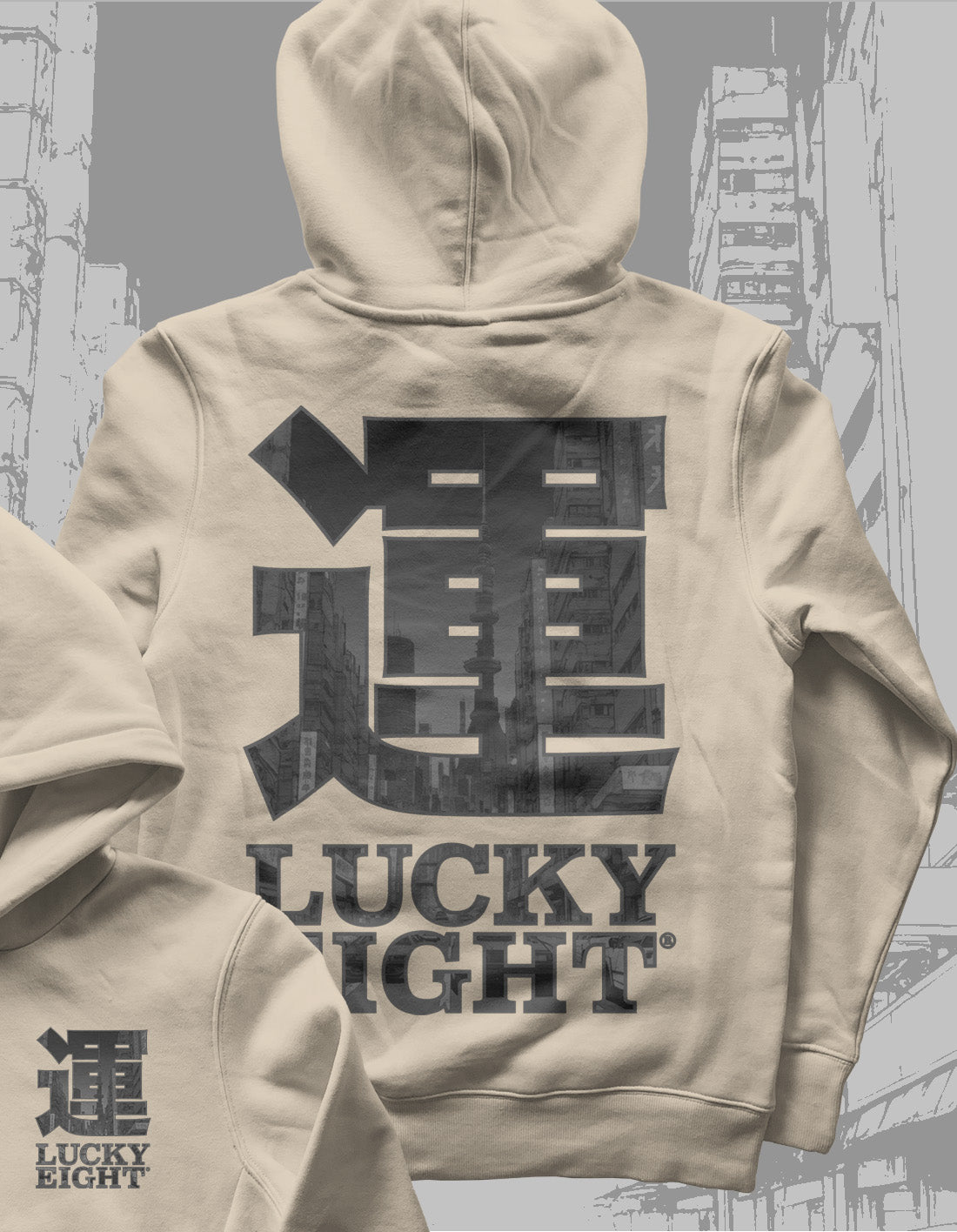 運 LUCKYEIGHT® NEO [BLACK] XL PRINT | HOODIE